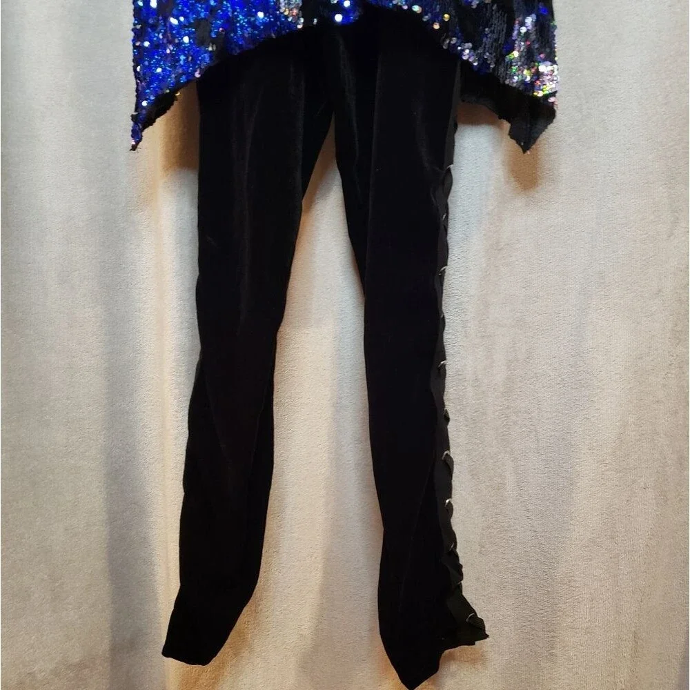 Jazz, Tap, Hip Hop Dance Costume, Blue & Black, Medium Adult